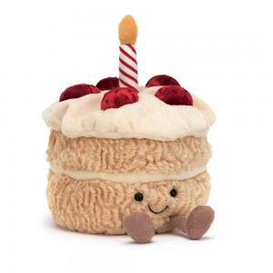 Comida Y Bebida Jellycat Amuseables Birthday Cake 16cm x 12cm x 12cm Beige Costa Rica | 71208-DPKQ