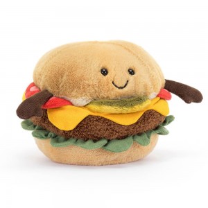 Comida Y Bebida Jellycat Amuseables Burger 12cm x 12cm x 11cm Marrones Costa Rica | 01283-FLSA