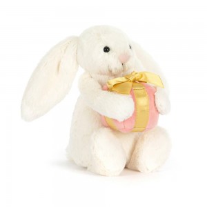 Conejo Jellycat Bashful Bunny with Present 18cm x 9cm x 8cm Blancas Costa Rica | 32785-CXQM