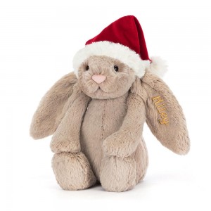 Conejo Jellycat Personalised Bashful Christmas Bunny 31cm x 12cm x 9cm Beige Costa Rica | 67034-TCNG
