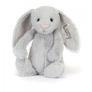 Conejo Jellycat Personalised Bashful Shimmer Bunny Medium 31cm x 12cm x 9cm Gris Costa Rica | 58430-GZUV