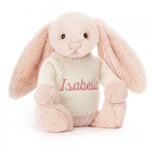 Jerséis Jellycat Bashful Blush Bunny with Personalised Cream Jumper 31cm x 12cm x 9cm Rosas Costa Rica | 72654-KWBS