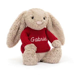 Jerséis Jellycat Bashful Bunny with Personalised Jumper 31cm x 12cm x 9cm Beige Costa Rica | 86507-SYGR