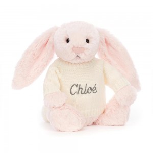 Jerséis Jellycat Bashful Bunny with Personalised Cream Jumper 31cm x 12cm x 9cm Rosas Costa Rica | 02851-HANF