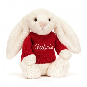 Jerséis Jellycat Bashful Cream Bunny with Personalised Jumper 31cm x 12cm x 9cm Blancas Costa Rica | 76328-QVBE