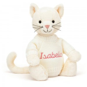 Jerséis Jellycat Bashful Cream Kitten with Personalised Cream Jumper 31cm x 12cm x 9cm Blancas Costa Rica | 18697-LRXQ