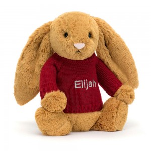 Jerséis Jellycat Bashful Golden Bunny with Personalised Jumper 31cm x 12cm x 9cm Amarillo Costa Rica | 79408-TJUD
