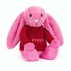 Jerséis Jellycat Bashful Hot Bunny with Personalised Jumper 31cm x 12cm x 9cm Rosas Costa Rica | 70845-LHMO