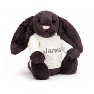 Jerséis Jellycat Bashful Inky Bunny with Personalised Cream Jumper 31cm x 12cm x 9cm Negras Costa Rica | 42079-XWPL