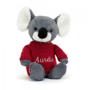 Jerséis Jellycat Bashful Koala with Personalised Jumper 31cm x 12cm x 9cm Gris Costa Rica | 80542-VESO