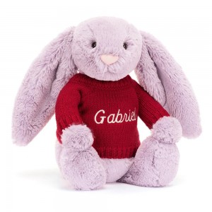 Jerséis Jellycat Bashful Lilac Bunny with Personalised Jumper 31cm x 12cm x 9cm Moradas Costa Rica | 39854-XMFA