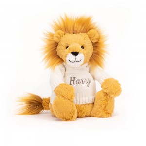 Jerséis Jellycat Bashful Lion with Personalised Cream Jumper 31cm x 12cm x 9cm Amarillo Costa Rica | 60351-QREA