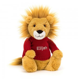 Jerséis Jellycat Bashful Lion with Personalised Jumper 31cm x 12cm x 9cm Amarillo Costa Rica | 08357-PAUB