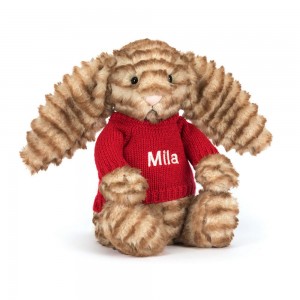 Jerséis Jellycat Bashful Luxe Bunny Juniper with Personalised Jumper 31cm x 12cm x 9cm Marrones Costa Rica | 45281-AMRH