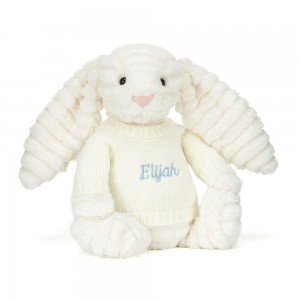 Jerséis Jellycat Bashful Luxe Bunny Nimbus with Personalised Cream Jumper 31cm x 12cm x 9cm Blancas Costa Rica | 78062-ELRQ