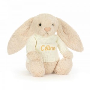 Jerséis Jellycat Bashful Luxe Bunny Willow with Personalised Cream Jumper 31cm x 12cm x 9cm Beige Costa Rica | 04791-AIWL