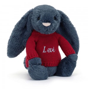 Jerséis Jellycat Bashful Navy Bunny with Personalised Jumper 31cm x 12cm x 9cm Azules Costa Rica | 73680-XGPN