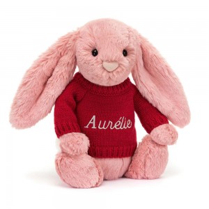 Jerséis Jellycat Bashful Petal Bunny with Personalised Jumper 31cm x 12cm x 9cm Rosas Costa Rica | 26047-YBTS