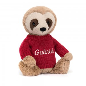 Jerséis Jellycat Bashful Sloth with Personalised Jumper 28cm x 10cm x 7cm Beige Costa Rica | 65039-GTFU