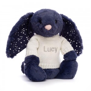 Jerséis Jellycat Bashful Stardust Bunny with Personalised Cream Jumper 31cm x 12cm x 9cm Azules Costa Rica | 18543-PSMJ
