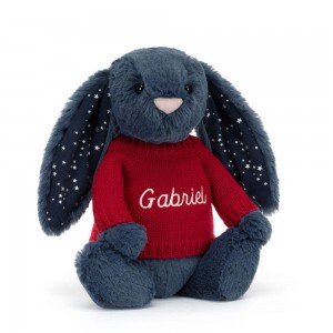 Jerséis Jellycat Bashful Stardust Bunny with Personalised Jumper 31cm x 12cm x 9cm Azules Costa Rica | 84296-XBOF