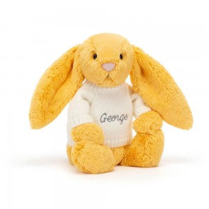 Jerséis Jellycat Bashful Sunshine Bunny with Personalised Cream Jumper 31cm x 12cm x 9cm Amarillo Costa Rica | 46518-NQCH