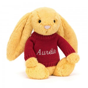 Jerséis Jellycat Bashful Sunshine Bunny with Personalised Jumper 31cm x 12cm x 9cm Amarillo Costa Rica | 85201-MAYD