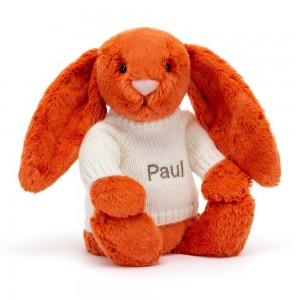 Jerséis Jellycat Bashful Tangerine Bunny with Personalised Cream Jumper 31cm x 12cm x 9cm Naranjas Costa Rica | 15940-EGRQ