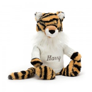 Jerséis Jellycat Bashful Tiger with Personalised Cream Jumper 31cm x 12cm x 9cm Amarillo Costa Rica | 87149-HDPV