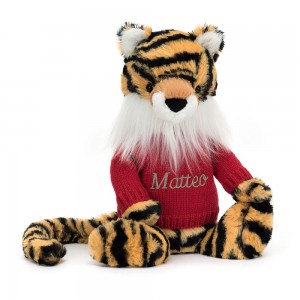 Jerséis Jellycat Bashful Tiger with Personalised Jumper 31cm x 12cm x 9cm Amarillo Costa Rica | 24719-EKPU