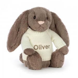 Jerséis Jellycat Bashful Truffle Bunny with Personalised Cream Jumper 31cm x 12cm x 9cm Marrones Costa Rica | 29187-OJSM