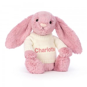 Jerséis Jellycat Bashful Tulip Bunny with Personalised Cream Jumper 31cm x 12cm x 9cm Rosas Costa Rica | 53792-LAVS