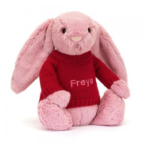 Jerséis Jellycat Bashful Tulip Bunny with Personalised Jumper 31cm x 12cm x 9cm Rosas Costa Rica | 67105-ZWGS