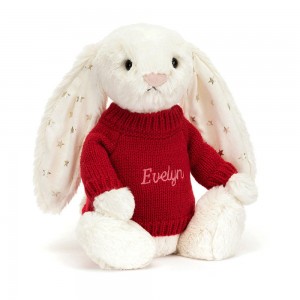 Jerséis Jellycat Bashful Twinkle Bunny with Personalised Jumper 31cm x 12cm x 9cm Blancas Costa Rica | 98573-ZWHG