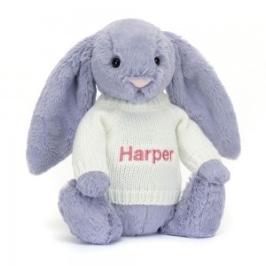 Jerséis Jellycat Bashful Viola Bunny with Personalised Cream Jumper 31cm x 12cm x 9cm Moradas Costa Rica | 25807-KPSF