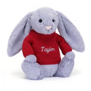 Jerséis Jellycat Bashful Viola Bunny with Personalised Jumper 31cm x 12cm x 9cm Moradas Costa Rica | 95134-LWYV