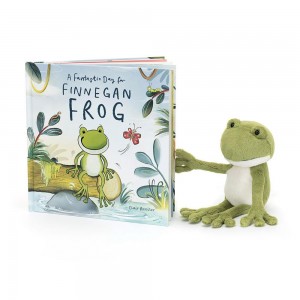 Juegos De Libros Y Juguetes Jellycat A Fantastic Day for Finnegan Frog Book and Finnegan Frog Verde Costa Rica | 14582-QZHD