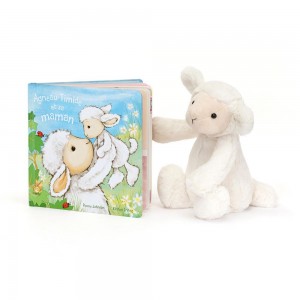 Juegos De Libros Y Juguetes Jellycat Agneau Timide Et Sa Maman Livre and Bashful Lamb Medium Blancas Costa Rica | 52869-TSFU