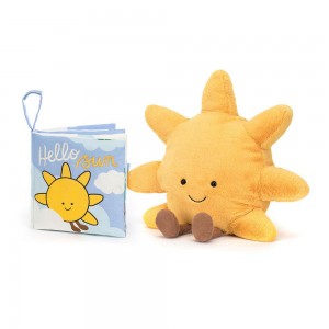 Juegos De Libros Y Juguetes Jellycat Hello Sun Fabric Book and Sun Medium Amarillo Costa Rica | 06948-ZWDH