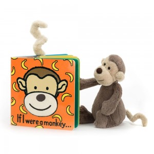 Juegos De Libros Y Juguetes Jellycat If I Were A Monkey Book and Bashful Monkey Small Marrones Costa Rica | 86459-KJPI