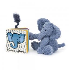 Juegos De Libros Y Juguetes Jellycat If I Were An Elephant Board Book and Fuddlewuddle Elephant Medium Azules Costa Rica | 64851-JSDW