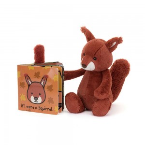 Juegos De Libros Y Juguetes Jellycat If I Were a Squirrel Board Book and Bashful Squirrel Medium Naranjas Costa Rica | 15367-XJDN