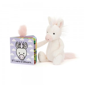 Juegos De Libros Y Juguetes Jellycat If I Were a Unicorn Board Book and Bashful Unicorn Medium Moradas Costa Rica | 04738-KIAL