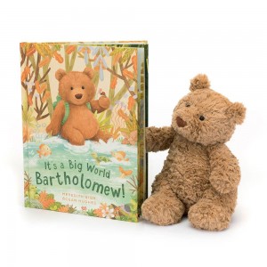 Juegos De Libros Y Juguetes Jellycat It's a Big World Bartholomew Book and Bartholomew Bear Medium Marrones Costa Rica | 42038-YVJA
