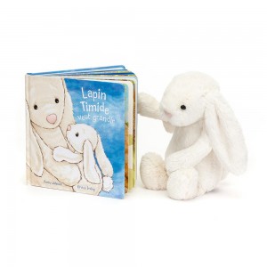 Juegos De Libros Y Juguetes Jellycat Lapin Timide Veut Grandir Livre and Bashful Cream Bunny Medium Blancas Costa Rica | 76408-IFJA