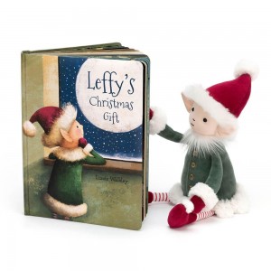 Juegos De Libros Y Juguetes Jellycat Leffy's Christmas Gift Book and Leffy Elf Medium Verde Costa Rica | 85320-HFRE
