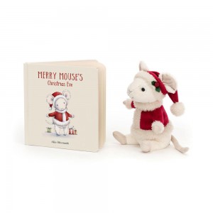 Juegos De Libros Y Juguetes Jellycat Merry Mouse's Christmas Eve Book and Merry Mouse Blancas Costa Rica | 14250-KRCY