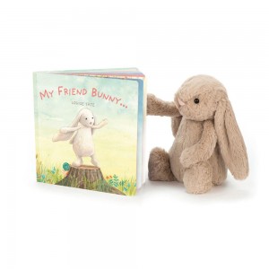 Juegos De Libros Y Juguetes Jellycat My Friend Bunny Book and Bashful Bunny Medium Beige Costa Rica | 05947-DPLQ