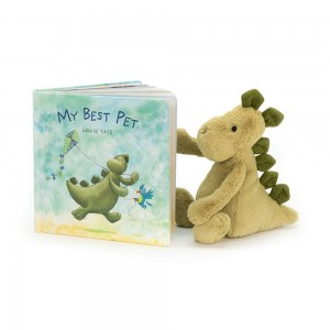 Juegos De Libros Y Juguetes Jellycat My Best Pet Book and Bashful Dino Medium Verde Costa Rica | 62498-GKLO