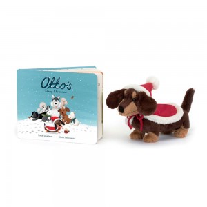 Juegos De Libros Y Juguetes Jellycat Otto's Snowy Christmas Book and Winter Warmer Otto Sausage Dog Marrones Costa Rica | 92730-XMDA